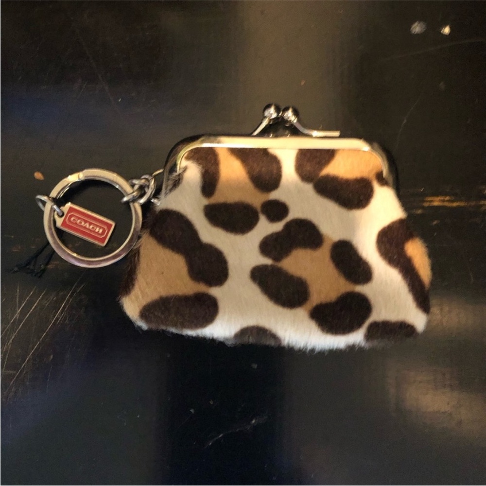 Coach Leopard Print Coin Pouch with Keychain NWOT - Picture 3 of 4